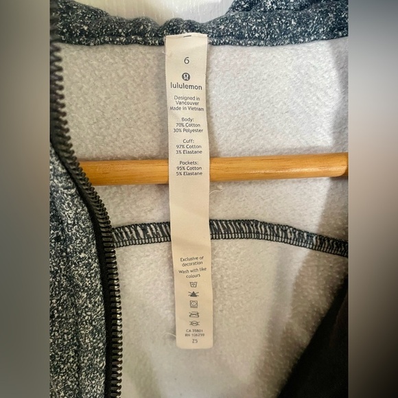 Lululemon Scuba Hoodie Women’s Size 6 Splatter White Grey Black W4AFRS Zip - Picture 5 of 10